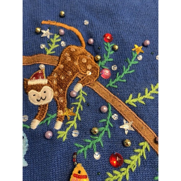 Quacker Factory Cats Playing On Christmas Tree Branch Embroidered Sweater Sz 2X - Picture 8 of 16